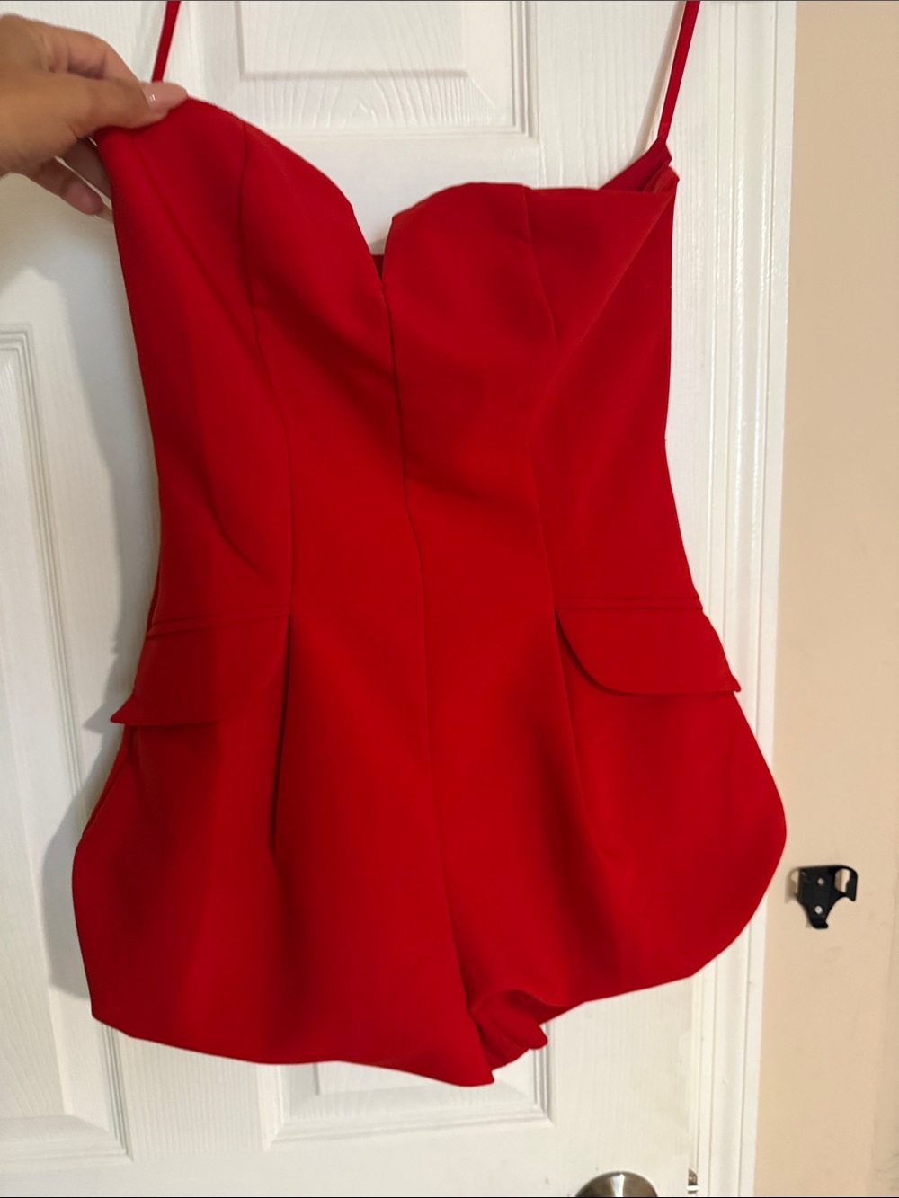 REVOLVE Red Strapless Sweetheart Romper